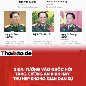 5 đại tướng vào Quốc hội: Tăng cường an ninh hay thu hẹp không gian dân sự?